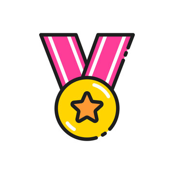 Silver medal award line icon