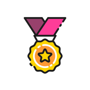 Bronze medal award line icon