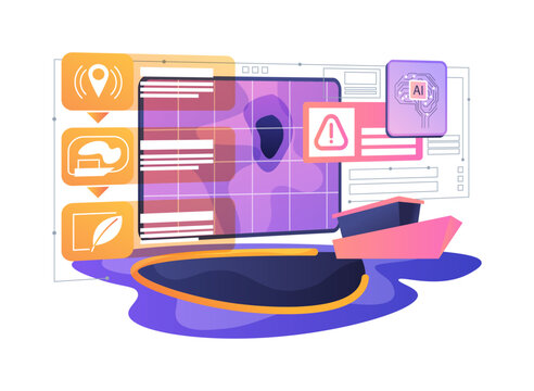 Oil Spill Containment Strategy abstract concept vector illustration.