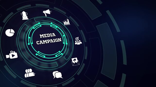Innovative media campaign presentation background mapping out multi-channel public outreach strategies