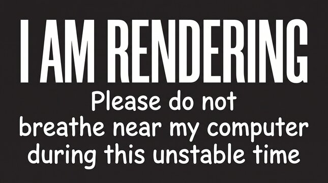 I Am Rendering Please Do Not Breathe Near My Computer During This Unstable Time Funny Tech Vector Typography