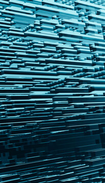 Horizontal blue 3d rectangular blocks layered