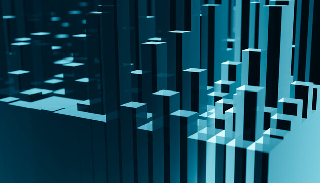 Abstract 3d blocks forming a modern blue geometric pattern