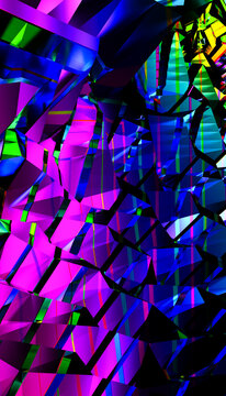 Colorful abstract geometric pattern with faceted shapes and vibrant