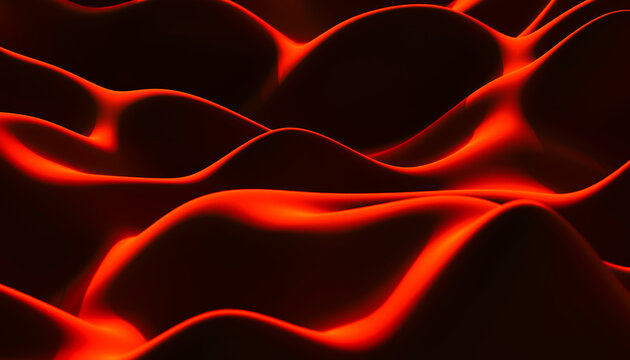 Red silk fabric with smooth flowing folds and curved waves