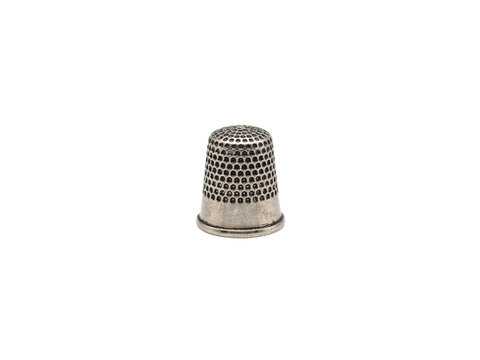 Antique Metal Thimble With Intricate Hexagonal Pattern Design transparent background