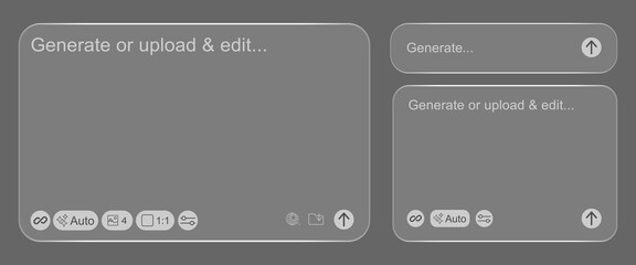 Naklejka premium Glassmorphism AI Prompt Box Vector UI Interface Elements Set