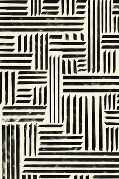 Abstract Black brush stroke lines forming geometric pattern