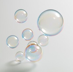Obraz premium colorful soap bubbles floating on white background