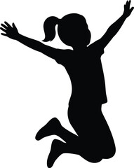 Fototapeta premium Girl jumping silhouette vector. Child leaping vector icon