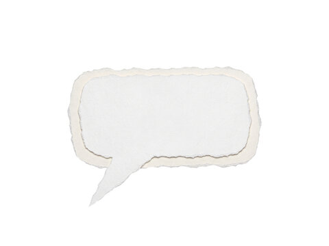 Torn paper speech bubble with blank white space for text on transparent background