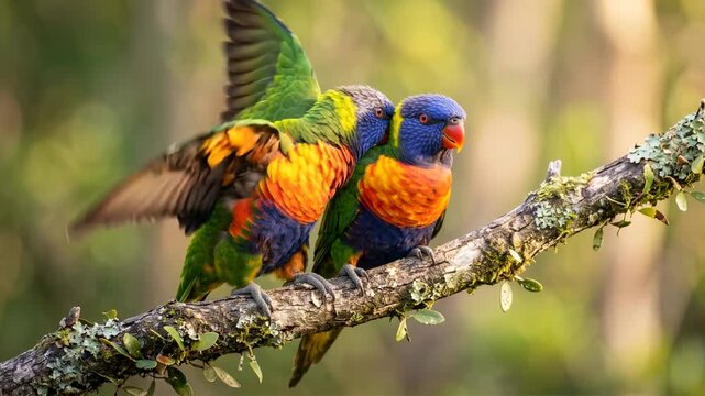 lorikeet close up at morning light in queensland australia tropical forest vide