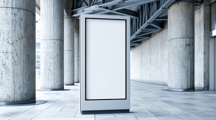 Obraz premium Blank advertising poster stand in modern concrete corridor