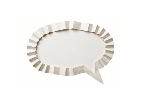 White paper speech bubble with ruffled edges on transparent background