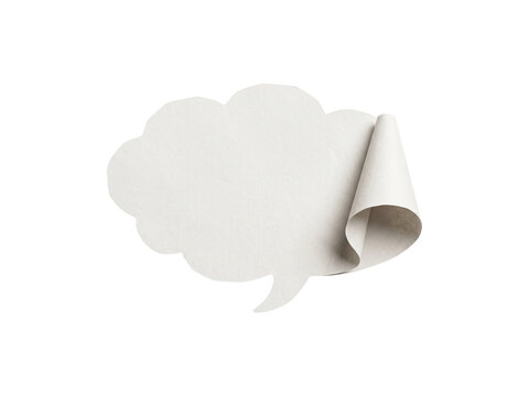 White speech bubble with curled corner on black background PNG with alpha channel
