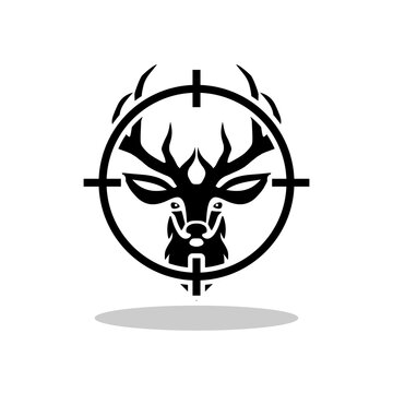 Deer target sign icon with shadow