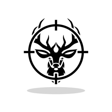 Deer target sign icon with shadow