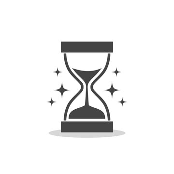 Hourglass with flowing sand sign icon with shadow