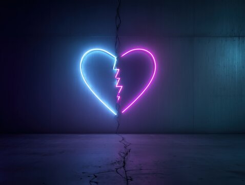 broken heart neon sign