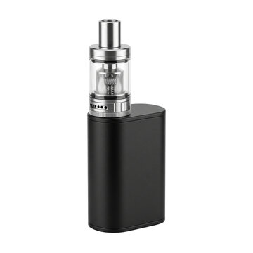 Modern Black Vape Mod with Glass Tank Isolated