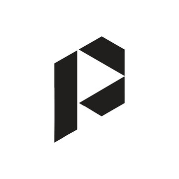 this is an initial logo design of letter P in simple flat geometric style. It looks nice and clean in black color on a white background.
