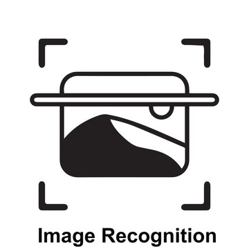 Editable image recognition AI icon design representing artificial intelligence, visual identification, object recognition, image analysis, computer vision, machine learning, and smart image processing