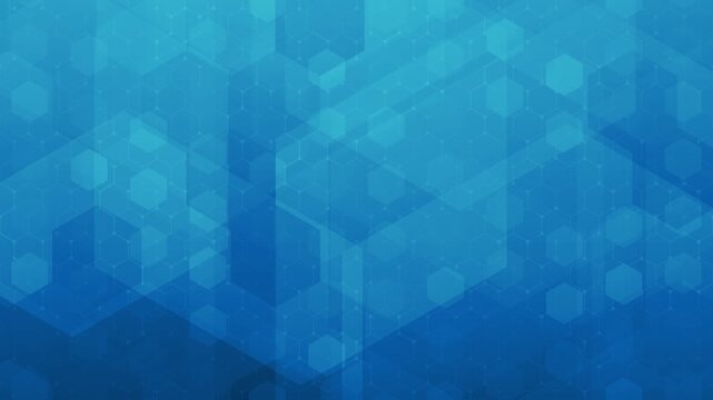 A professional blue abstract background featuring hexagonal patterns suitable for high-tech, medical, and scientific presentation video loops