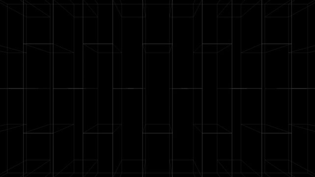  lines animate these wireframe 3D cubes. Futuristic digital graphic designs use the wireframe 3D cubes.