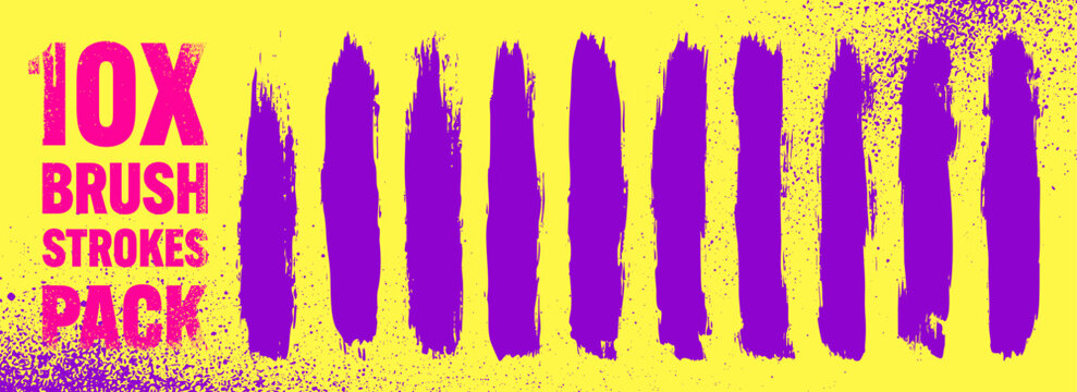 Grunge neon brush strokes, lines, ink smudges, hand-drawn scribble shapes. Handmade sketchy marks, stains, charcoal streaks. Paint textures, dry brush effect. Marker underline. Vector illustration