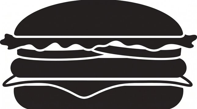 Delicious double patty hamburger with cheese and lettuce silhouette icon