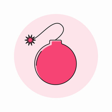 Pink spherical bomb icon with lit fuse