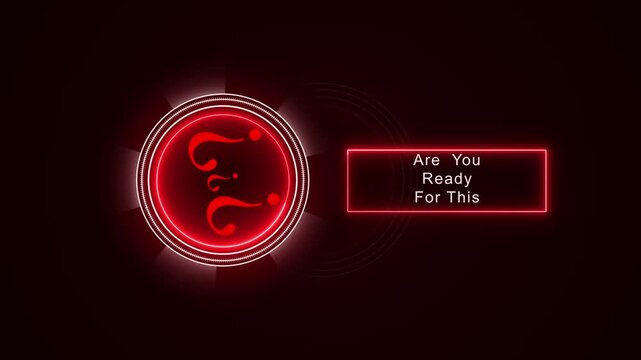 Question mark text animation asks are you ready on dark. Promotional teaser text lights the question mark animation. Dynamic typography animates the question mark text.