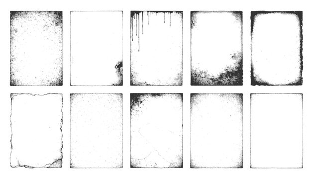 Grunge frame with overlay texture. Old dirty concrete background with cracks and scratches. Distressed grainy surface. Vintage urban backdrop. Scraped and stained design element. Vector illustration
