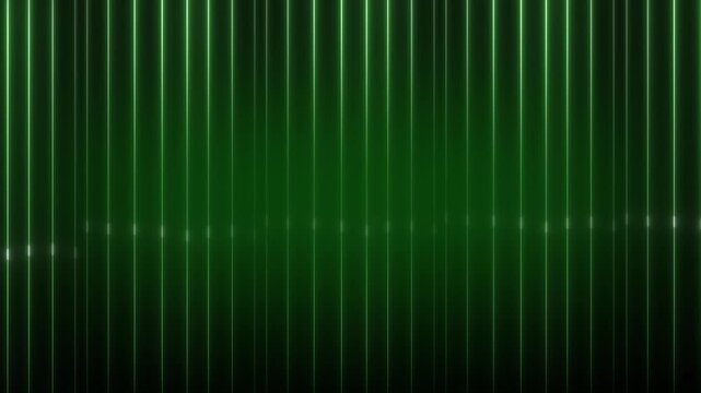 Vertical neon green lines animation creates a textured digital matrix. Modern abstract cyber patterns flow along the neon green lines. Dynamic ambient motion fills these neon green lines.