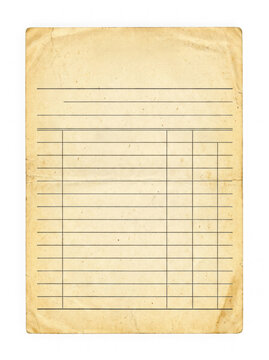 Antique paper accounting sheet with vintage ledger lines