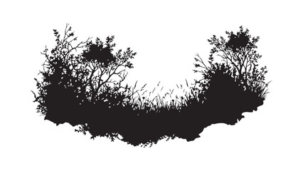 Fototapeta premium Vector bush grass shrub silhouette on white background. silhouette vector illustration design