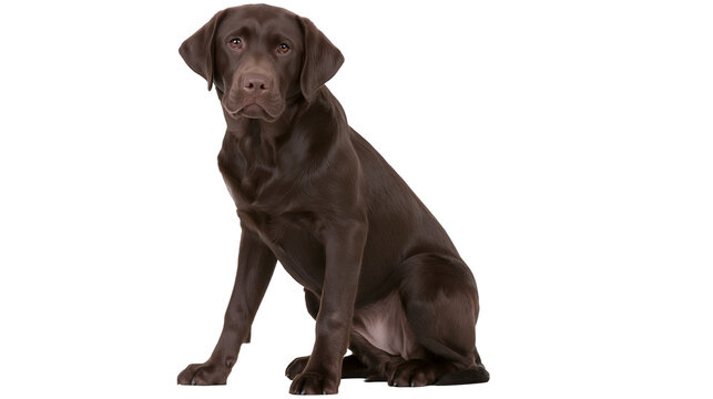 Chocolate Labrador Retriever puppy sitting and looking forward