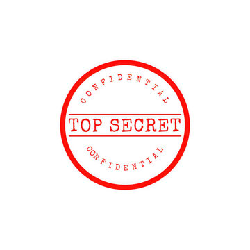 Red round stamp with the text top secret in the center for official documents and classified files security