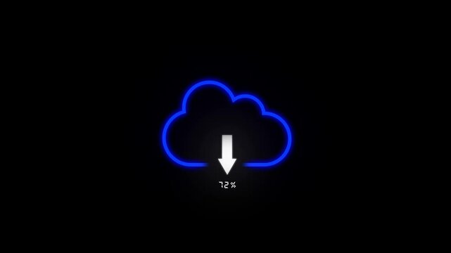 Blue cloud download progress indicator animation tracks 29 percent data. Remote server file synchronization updates the progress indicator. Fast digital data transfer runs on this progress indicator.