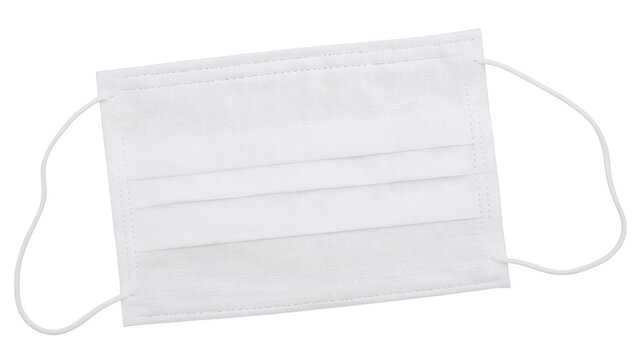 White disposable pleated surgical face mask with elastic ear loops