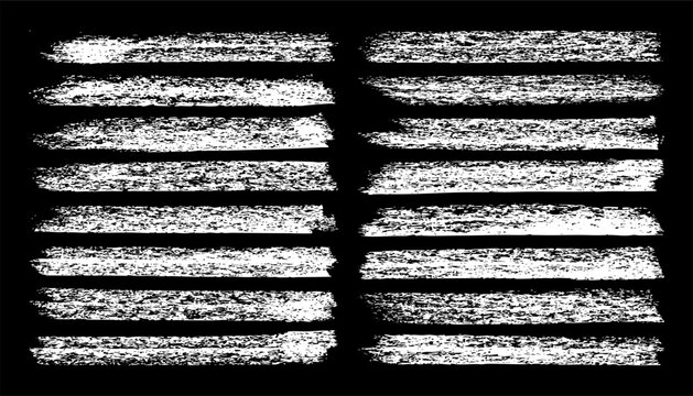 Long grunge brush strokes, lines, ink smudges, hand-drawn scribble shapes. Handmade sketchy marks, stains, charcoal streaks. Paint textures, dry brush effect. Marker underline. Vector illustration
