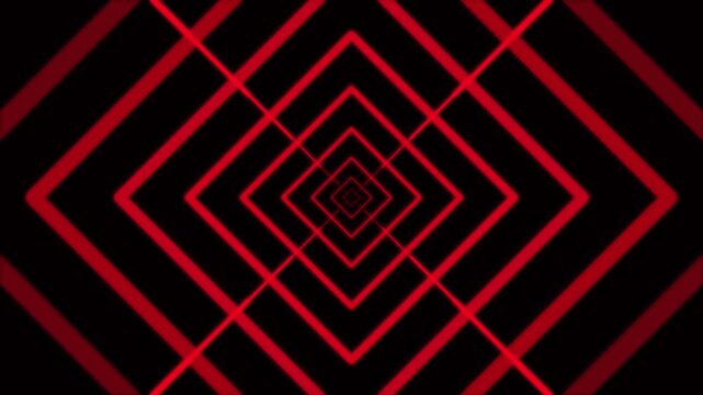 Red geometric diamond pattern animation on black background