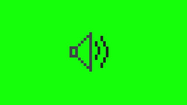 Pixel Art Speaker Icon Animation on Vibrant Green Background
