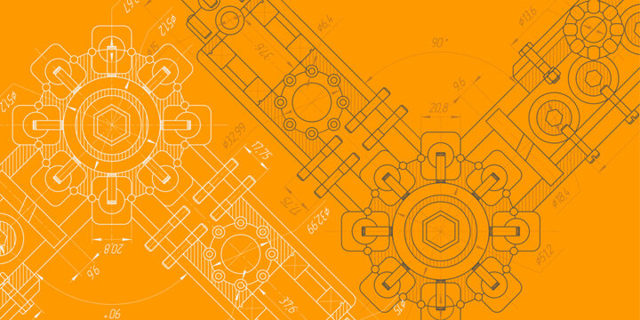 Technology blueprint .Engineering plan scheme .Mechanical Engineering drawing . Vector illustration .