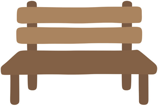 Cute wooden park bench vector illustration isolated on white background