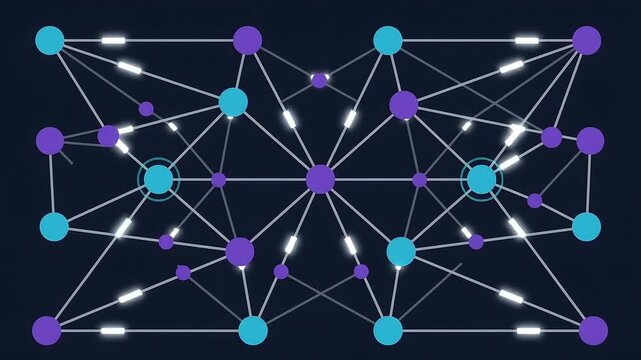 Futuristic Digital Network with Glowing Connections and Data Flow