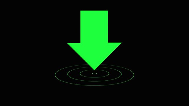 Animation Arrow Down Symbols on Black Background. Animated arrow from top to bottom on black background. Arrow motion business down arow icon