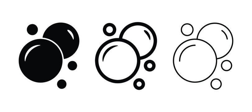 Soap bubbles vector icon set, foam or bath symbol, washing or laundry design elements, clean water drops, flat graphic illustration