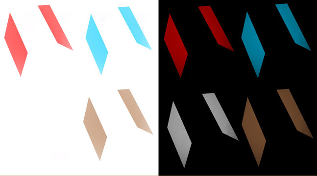 Geometric parallelogram icon set, colorful slanted quadrilateral shapes, abstract 3D rhombus graphic elements for UI design