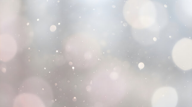 Abstract background featuring soft white and grey circular bokeh lights creating a dreamy ethereal atmosphere perfect for elegant holiday designs and creative projects